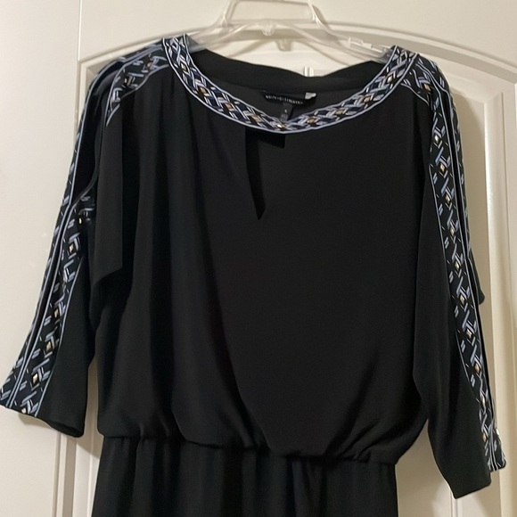 White House Black Market 3/4 Sleeve Black Dress Size Small - Picture 2 of 10